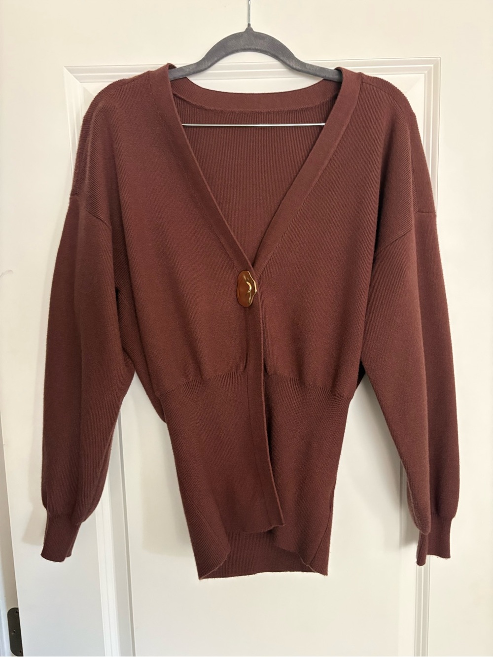 Commense V-Neck Button Front Cardigan - Rust
